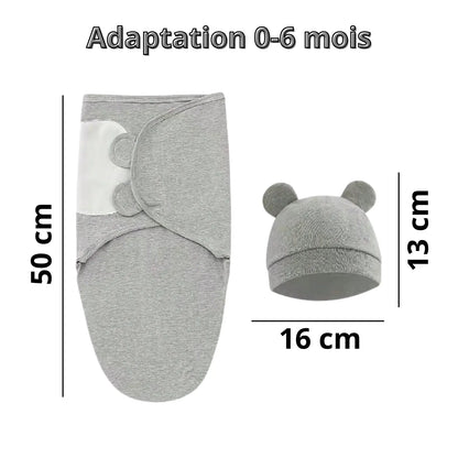 Ensemble Couverture D'emmaillotage & Bonnet pour Bébé Nouveau-né ( Gris )